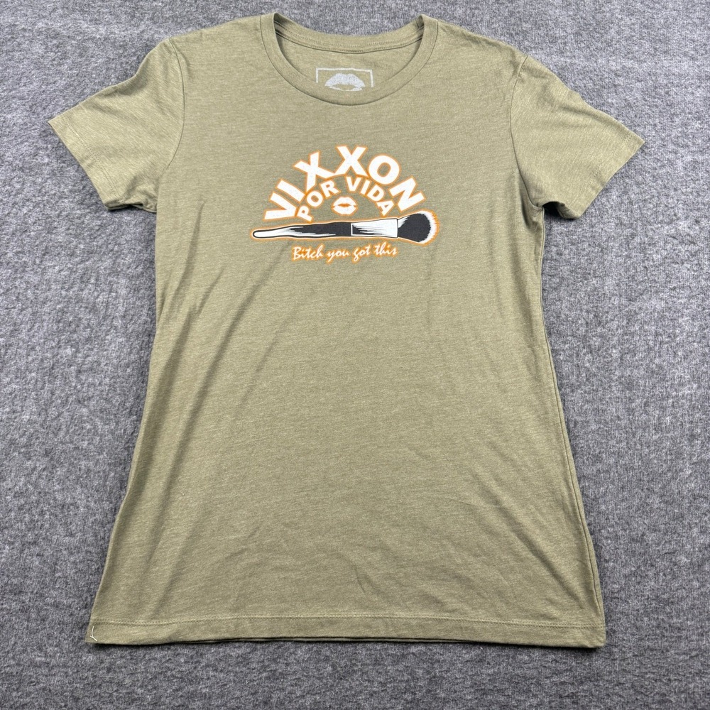 VIXXON Shirt Womens Large Green Por Vida You Got This Makeup Graphic Tee Dixxon